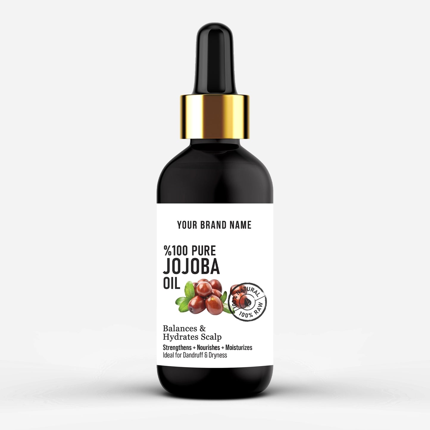 100% Pure Jojoba Hair Oil - Professional Grade Scalp & Strand Nourishment (4 oz Matte Glass)