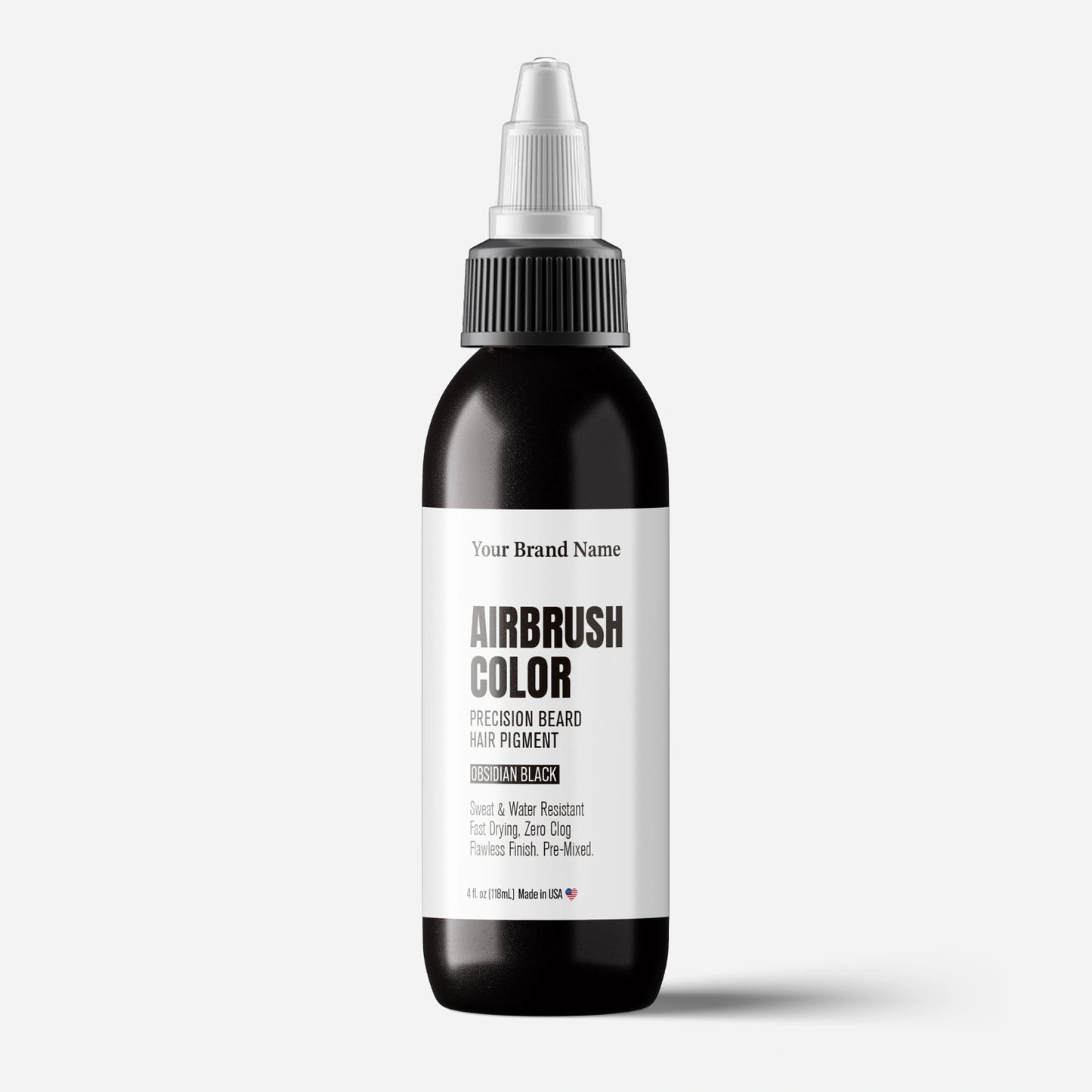 Airbrush Beard & Hair Pigment - Obsidian Black (Ultra-Dark) Clog-Free Precision Color (4 oz)
