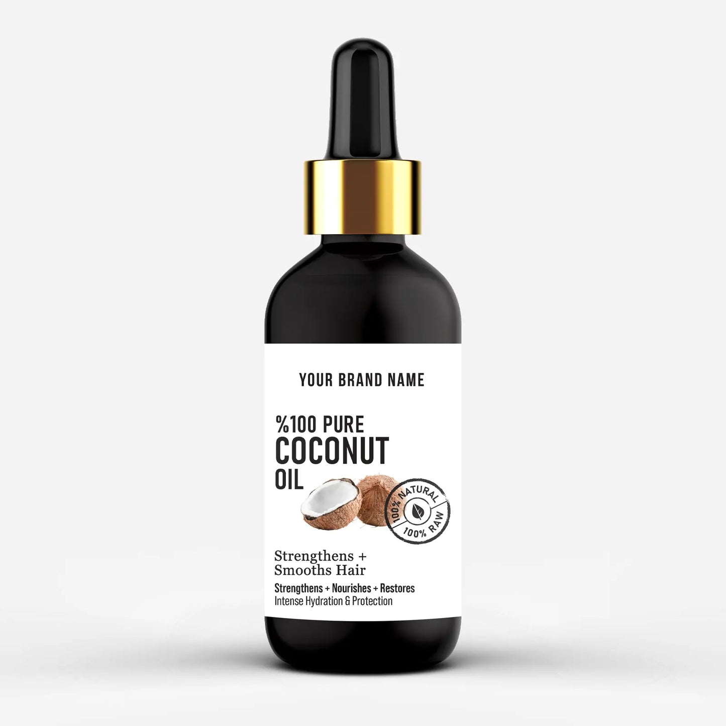100% Pure Coconut Oil - Virgin Cold-Pressed Treatment (4 oz Matte Glass)