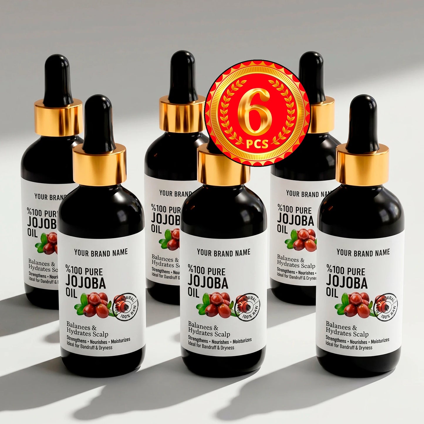 100% Pure Golden Jojoba Oil - Balancing Scalp & Hair Serum (4 oz Matte Glass)