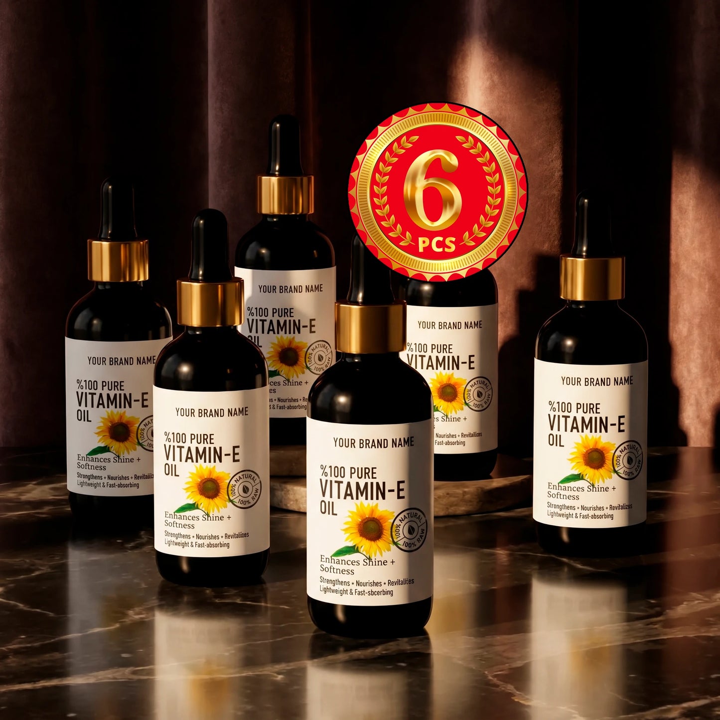 100% Pure Vitamin E Oil - High-Potency Antioxidant Treatment (4 oz Matte Glass)