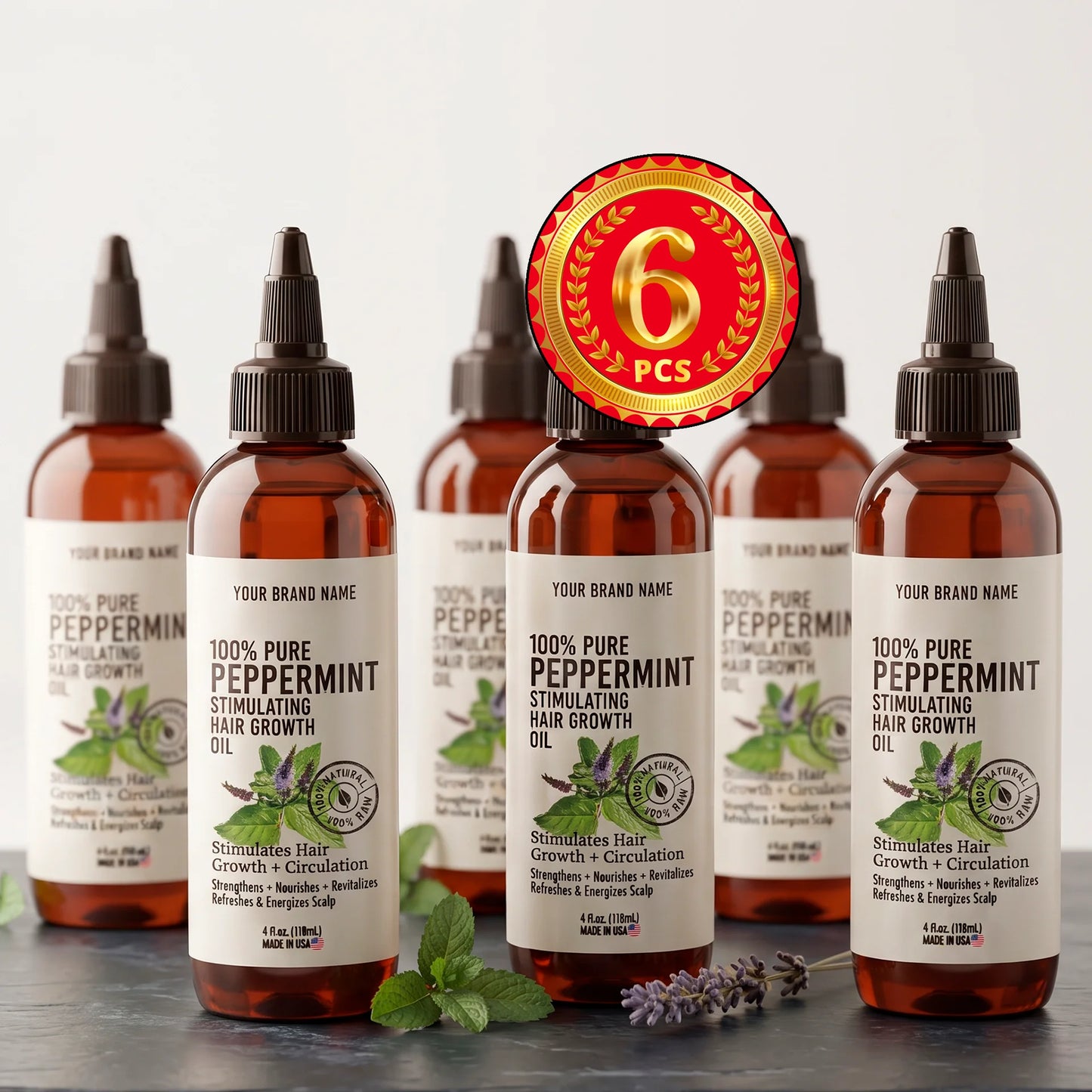 Peppermint Hair Growth Oil - Stimulating Scalp Therapy (4 oz Amber PET)