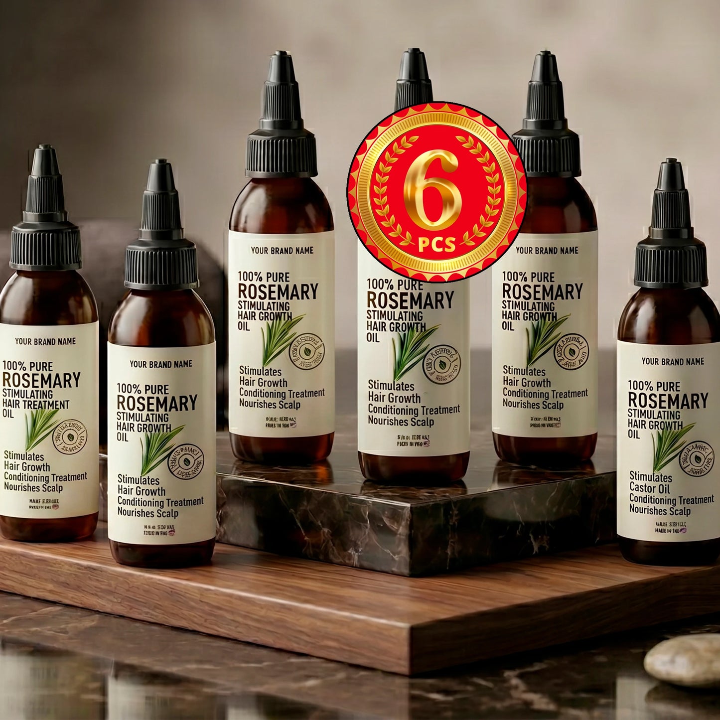 Rosemary Hair Growth & Stimulating Oil - Follicle Vitality Treatment (4 oz Amber PET)