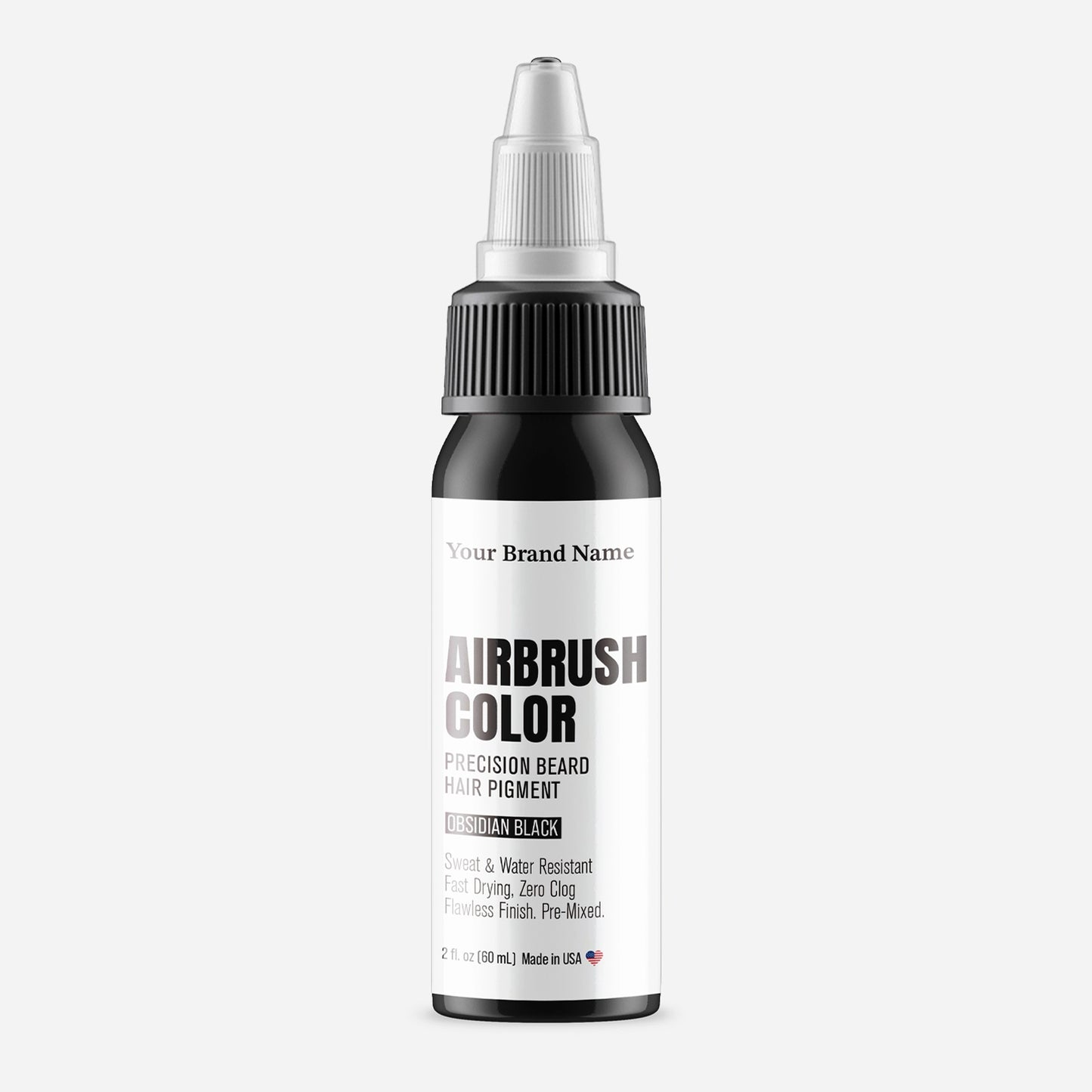 Airbrush Beard & Hair Pigment - Obsidian Black - Compact Precision Size (2 oz)