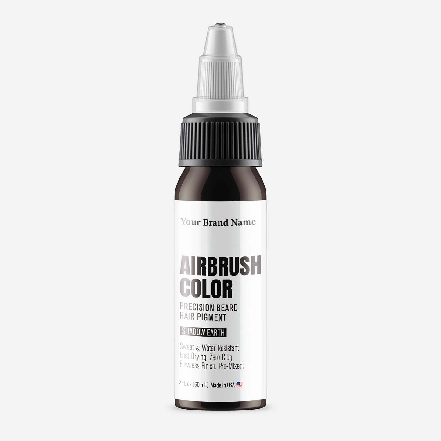 Airbrush Beard & Hair Pigment - Shadow Earth (Black-Brown) Compact Precision Size (2 oz)