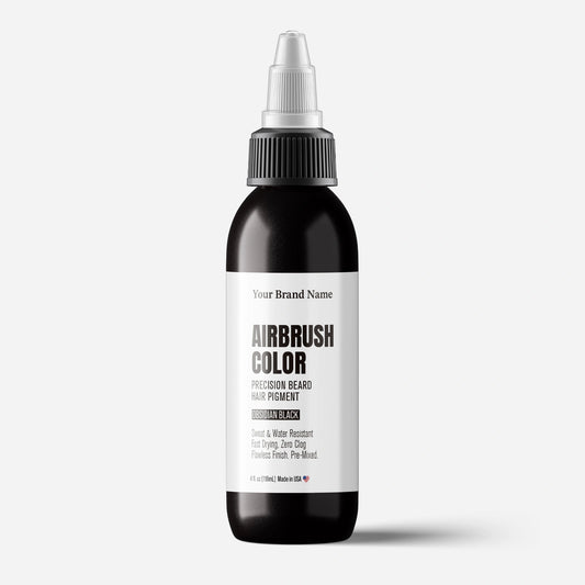 Airbrush Beard & Hair Pigment - Obsidian Black (Ultra-Dark) Clog-Free Precision Color (4 oz)