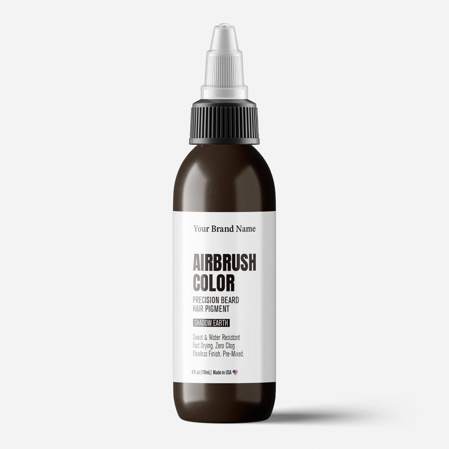 Airbrush Beard & Hair Pigment – Shadow Earth (Black-Brown) 4 oz- Long-Lasting, Clog-Free Formula