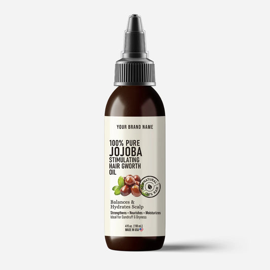 Jojoba Growth & Stimulating Hair Oil - Natural Follicle Support (4 oz Amber PET)