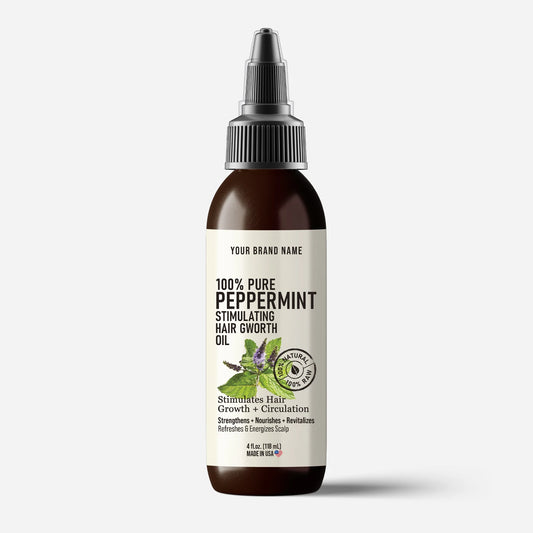 Peppermint Hair Growth Oil - Stimulating Scalp Therapy (4 oz Amber PET)