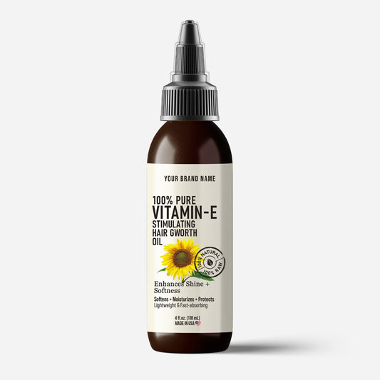 Vitamin E Hair Growth & Stimulating Oil - Antioxidant Scalp Treatment (4 oz Amber PET)