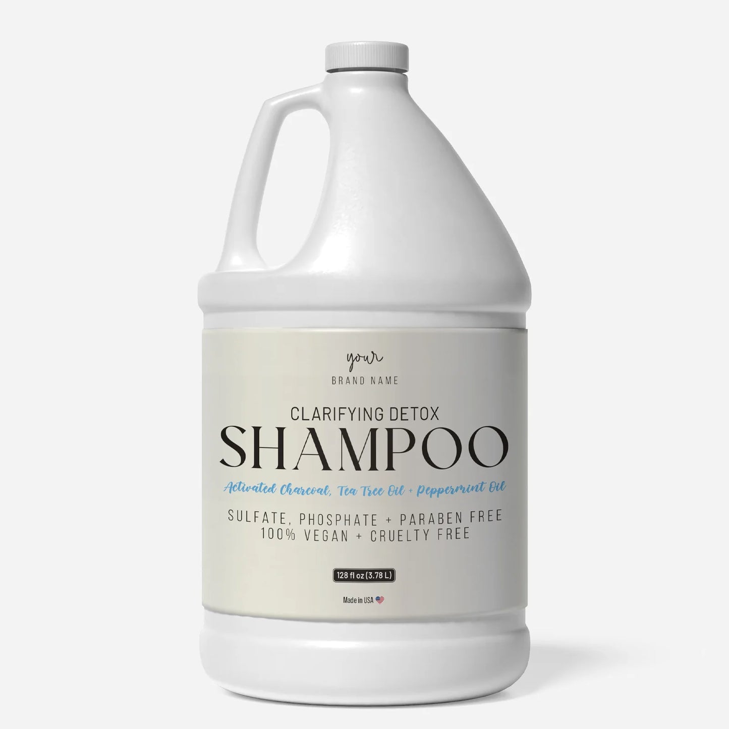 Clarifying Detox Shampoo - Deep Cleansing with Activated Charcoal, Tea Tree & Peppermint Oil - Professional Bulk Salon Size (128 oz / 3.78 L)