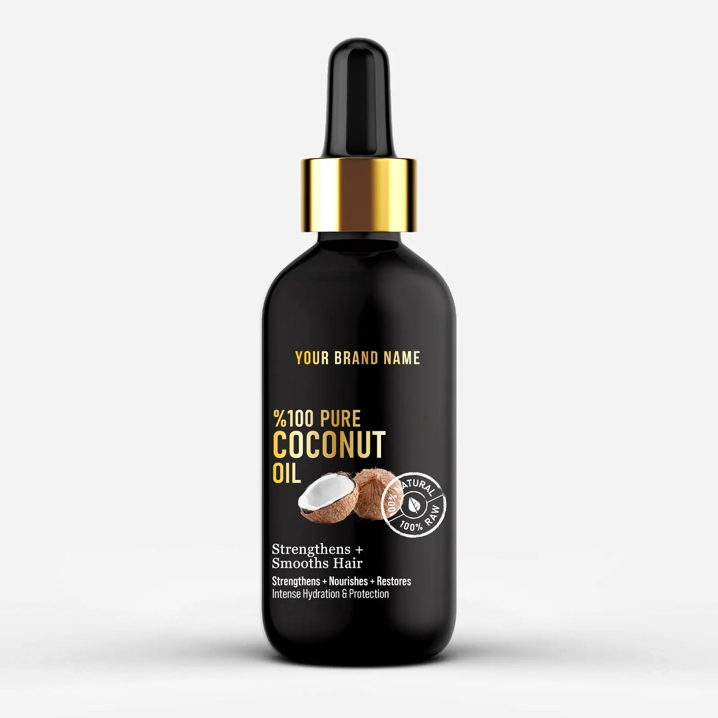 100% Pure Coconut Oil - Virgin Cold-Pressed Treatment (4 oz Matte Glass)