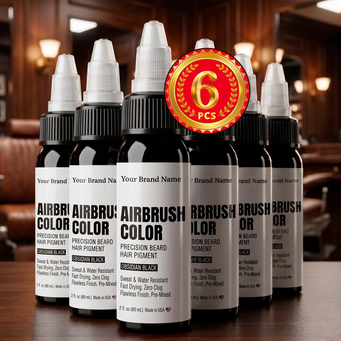 Airbrush Beard & Hair Pigment - Obsidian Black - Compact Precision Size (2 oz)